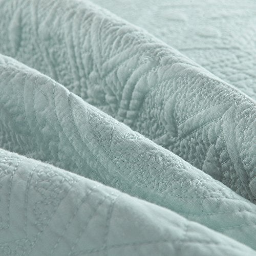 Calla Angel Sage Garden Luxury Pure Cotton Quilt, King, Light Aqua - Image 5