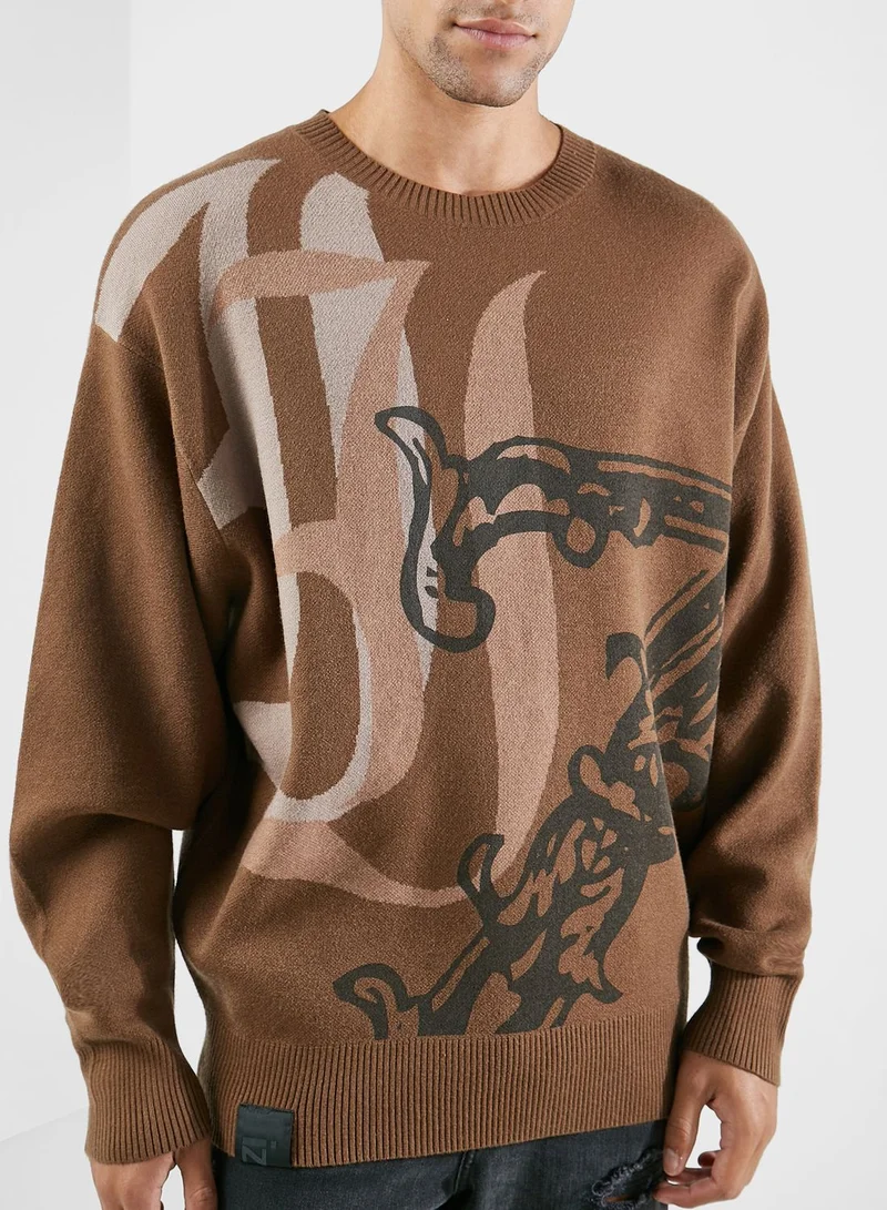 izzue Graphic Knit Sweatshirt