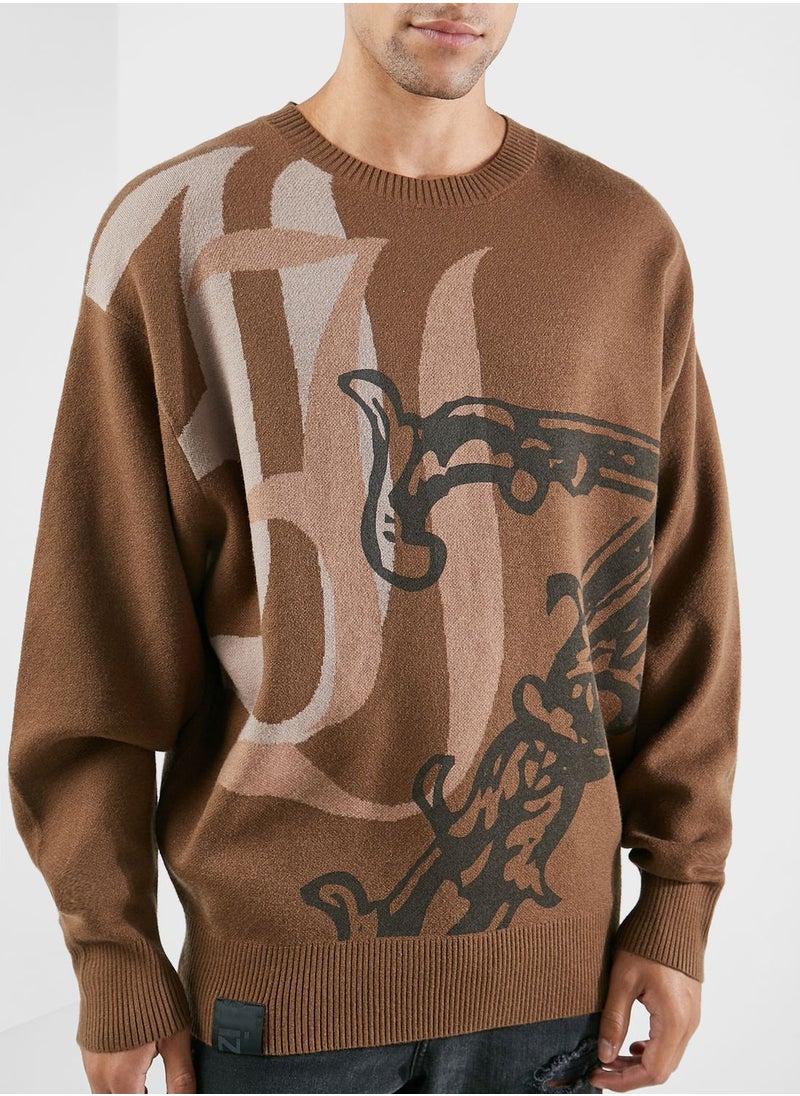 izzue - Graphic Knit Sweatshirt - Image 1