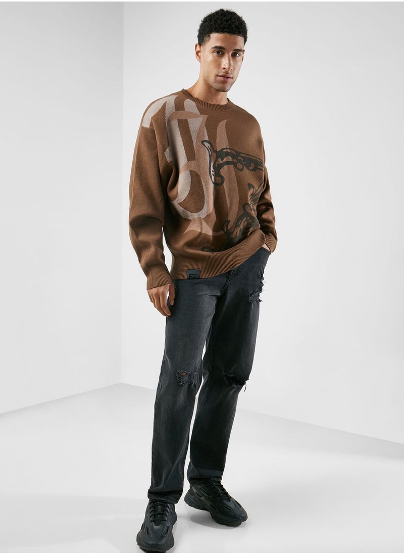 izzue - Graphic Knit Sweatshirt - Image 1