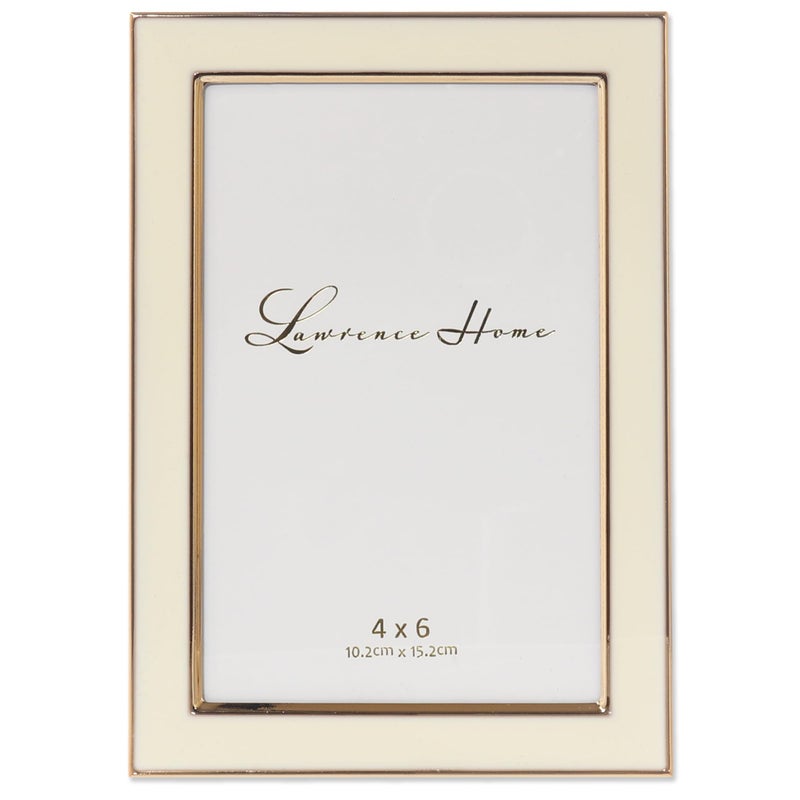 Lawrence Frames Metal and Enamel Picture Frame  Ivory  4x6 - Image 1