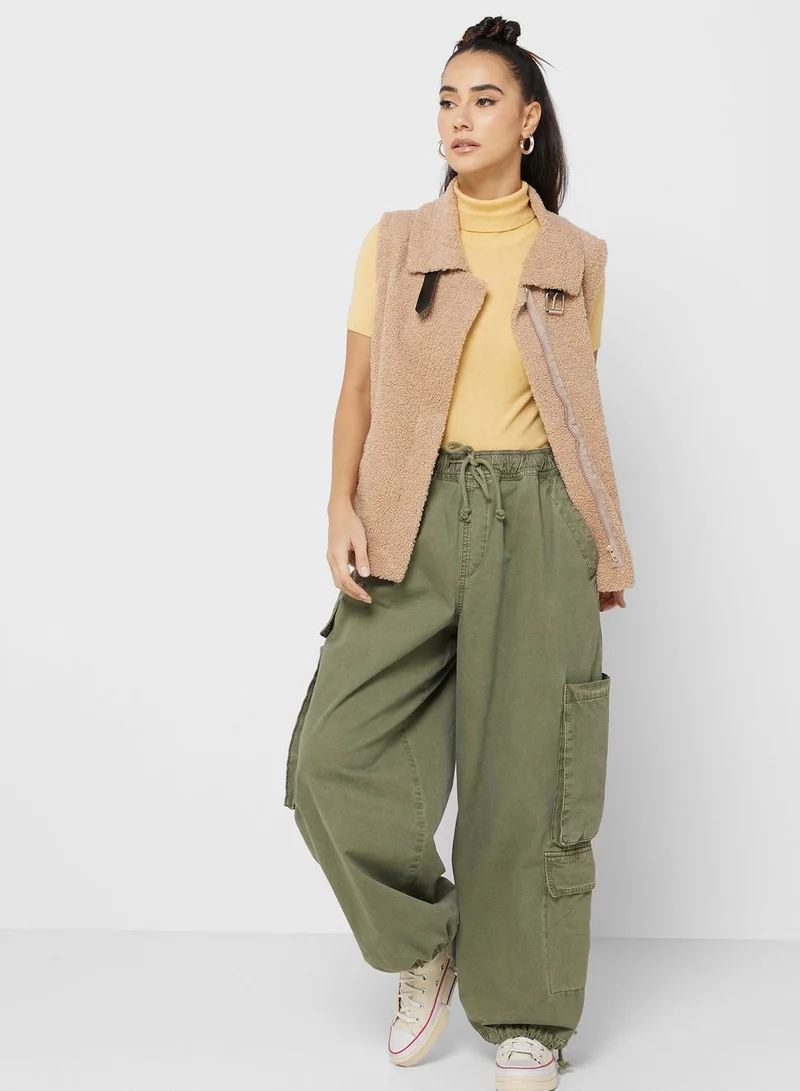 Ginger Urban Minx Sleeveless Borg Jacket
