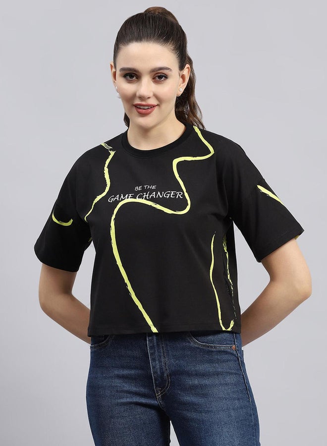 Rock.it Rock.it Women Black Slogan Printed Short Sleeve Top  - Image 1
