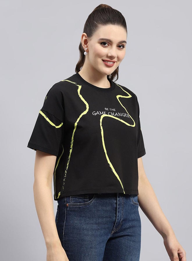 Rock.it Rock.it Women Black Slogan Printed Short Sleeve Top  - Image 3