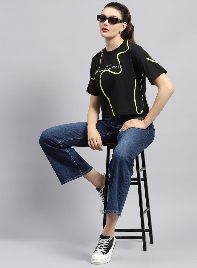 Rock.it Rock.it Women Black Slogan Printed Short Sleeve Top  - Image 5