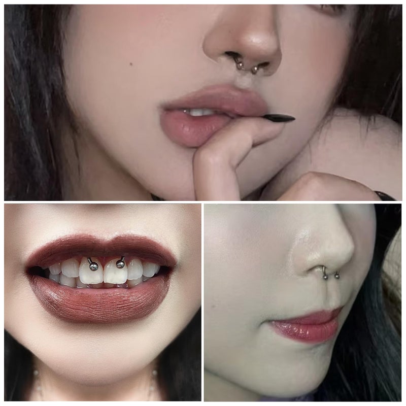 Vsnnsns 16G Septum Rings Piercing Jewelry 316L Stainless Surgical Steel Horseshoe Septum Nose Rings Snake Bite Lip Ring Daith Rook Earrings Smiley Piercing Jewelry for Women Men 8MM 16 Gauge Silver - Image 5