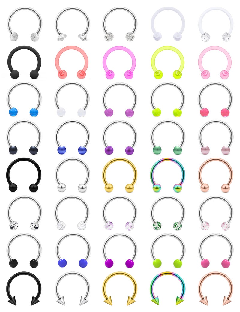Vsnnsns 16G Septum Rings Piercing Jewelry 316L Stainless Surgical Steel Horseshoe Septum Nose Rings Snake Bite Lip Ring Daith Rook Earrings Smiley Piercing Jewelry for Women Men 8MM 16 Gauge Silver - Image 1