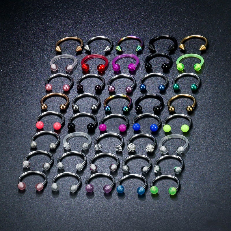 Vsnnsns 16G Septum Rings Piercing Jewelry 316L Stainless Surgical Steel Horseshoe Septum Nose Rings Snake Bite Lip Ring Daith Rook Earrings Smiley Piercing Jewelry for Women Men 8MM 16 Gauge Silver - Image 3