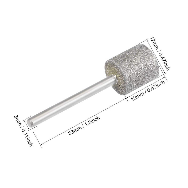 NACX 10Pcs Diamond Grinding Bits, 12mm Cylinder Head, 3mm Shank, 45mm Long Diamond Coated Burr Mounted Point - Image 2