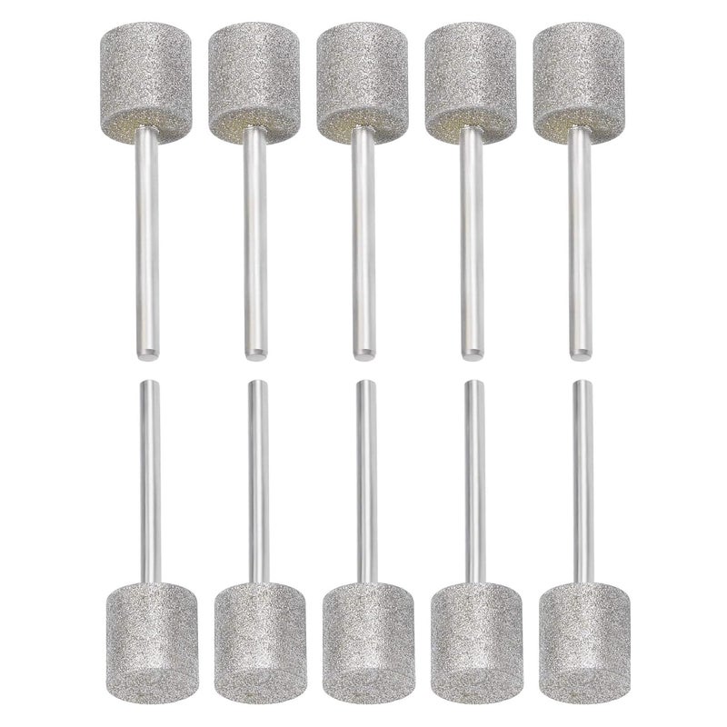 NACX 10Pcs Diamond Grinding Bits, 12mm Cylinder Head, 3mm Shank, 45mm Long Diamond Coated Burr Mounted Point - Image 1