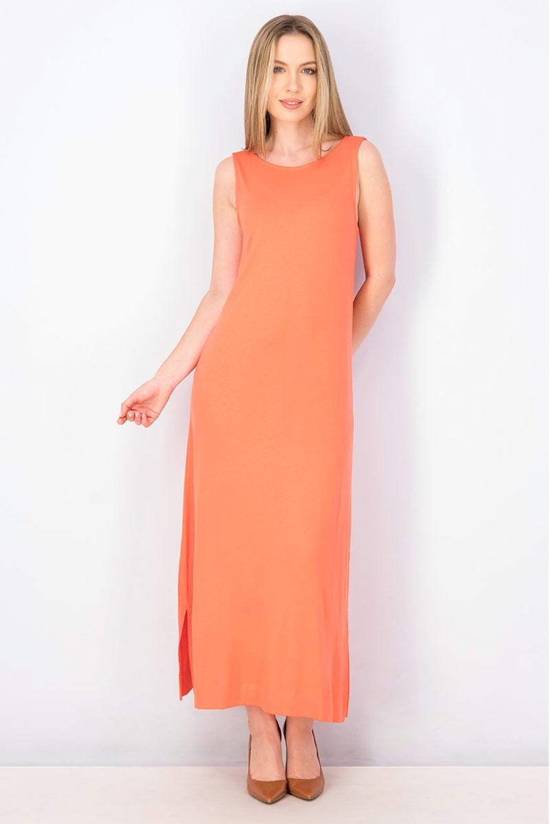 ESPRIT Women Plain Midi Casual Dress, Coral - Image 1