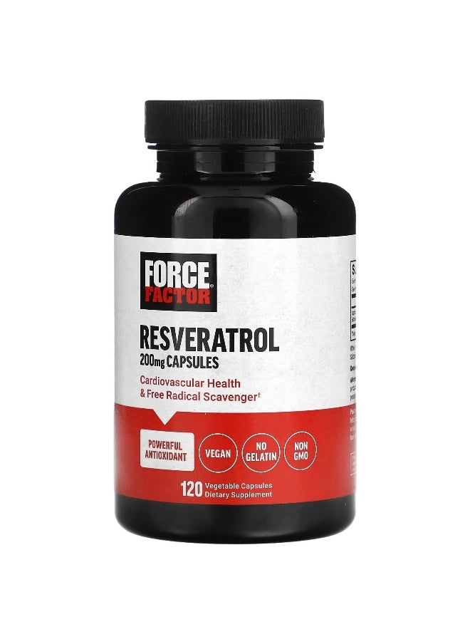 Force Factor Force Factor, Resveratrol, 200 mg, 120 Vegetable Capsules 