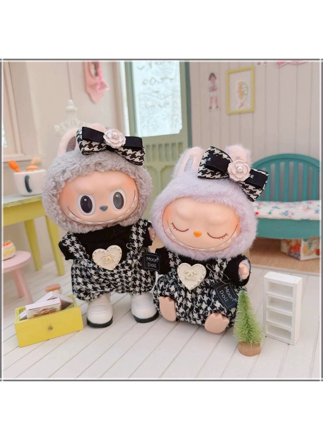 Vinyl Rab Second Generation Sitting Party Series Labubu Clothes Pants Hanging For Dress-Specification:Clothes Only❗️❗️❗️Suitable For: 17cm Lab Cloth Pendant-Color:Three-piece Set Of Mottos (excluding Leather Shoes)  - Image 1