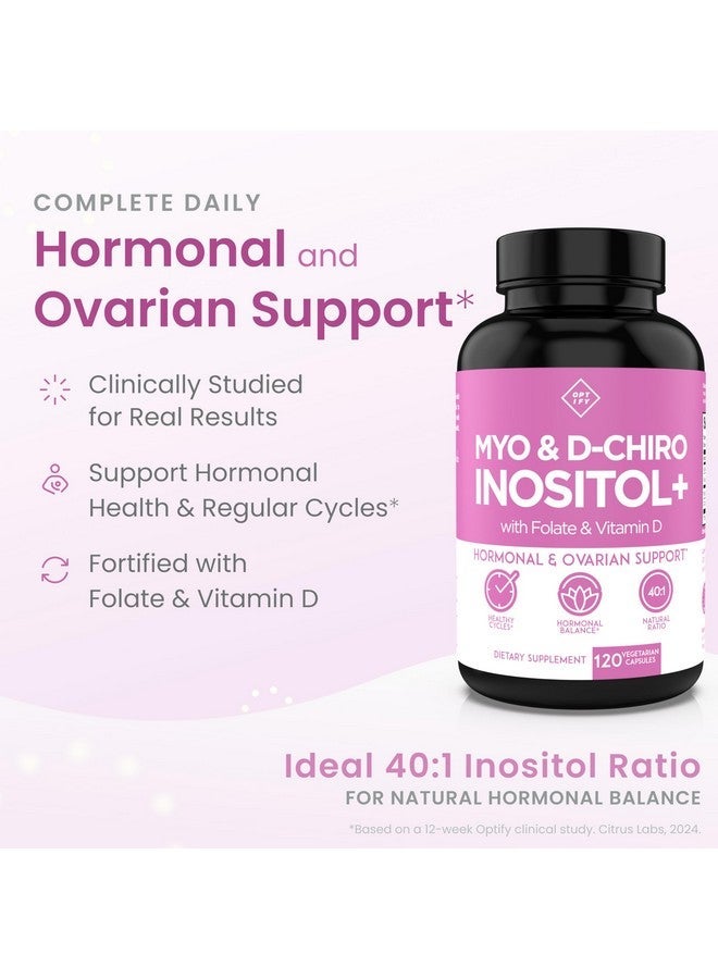 Optify Premium Inositol Supplement - Myo-Inositol and D-Chiro Inositol Plus Folate and Vitamin D - Ideal 40:1 Ratio - Healthy Hormone Balance & Healthy Ovarian Support for Women - Vitamin B8-30 Day Supply - Image 2