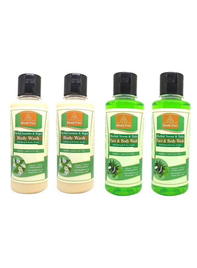 Khadi Pure Jasmine Mogra & Neem Tulsi Body Wash, 210 ml (Pack of 4) - Image 1