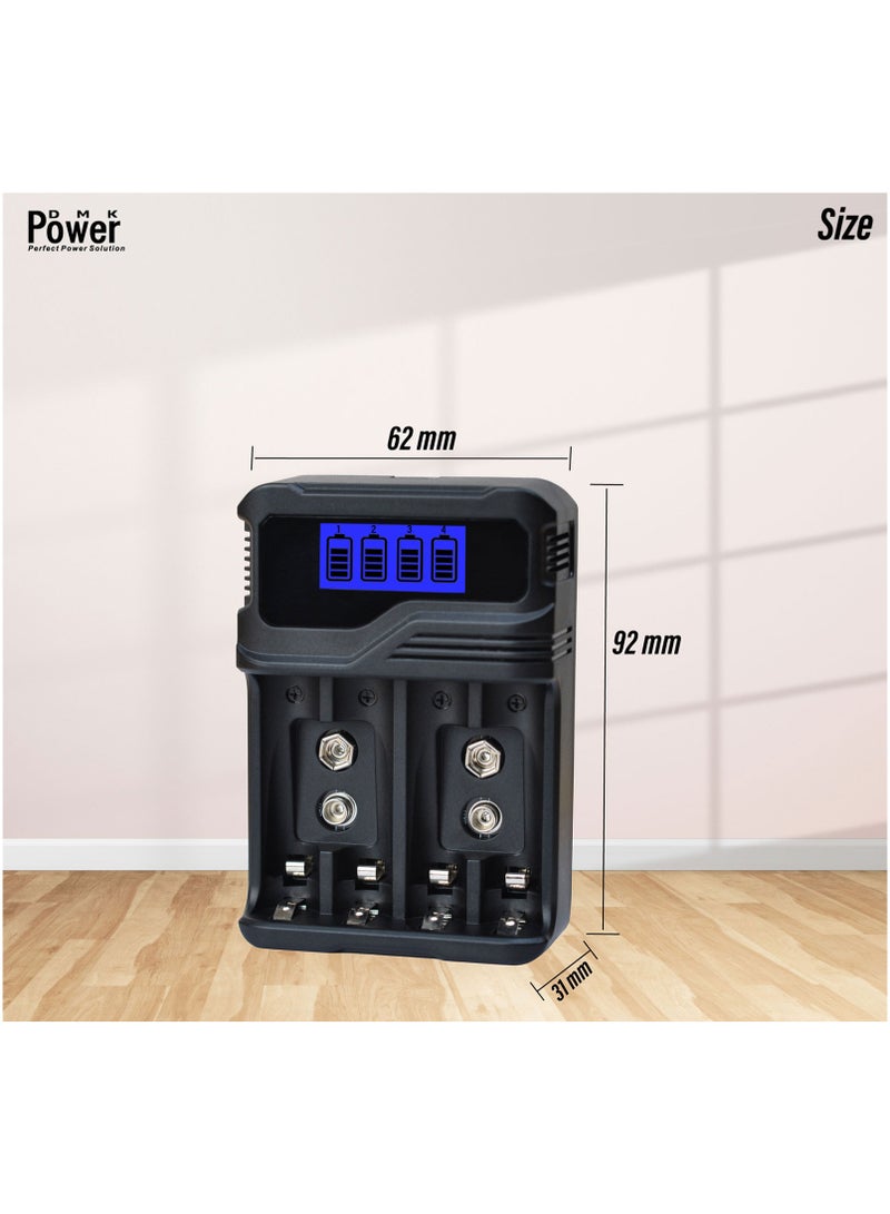 DMK Power DMK Power Rechargeable 8pcs AA 2800mAh High Capacity Batteries 1.2V NiMH Low Self Discharge with TC-Q4A9 4-Slot LCD Quick Rechargeable battery Charger USB Fast Charging, Independent Slot. - Image 2