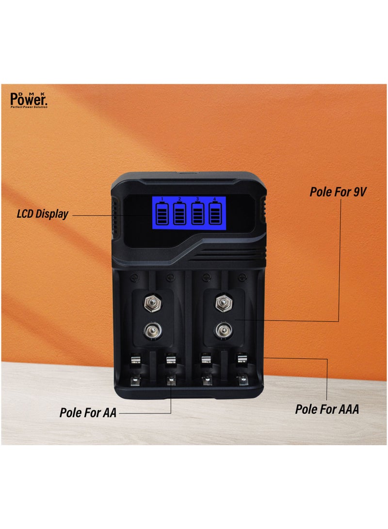 DMK Power DMK Power Rechargeable 8pcs AA 2800mAh High Capacity Batteries 1.2V NiMH Low Self Discharge with TC-Q4A9 4-Slot LCD Quick Rechargeable battery Charger USB Fast Charging, Independent Slot. - Image 3
