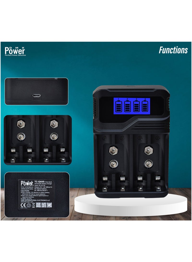 DMK Power DMK Power Rechargeable 8pcs AA 2800mAh High Capacity Batteries 1.2V NiMH Low Self Discharge with TC-Q4A9 4-Slot LCD Quick Rechargeable battery Charger USB Fast Charging, Independent Slot. - Image 4