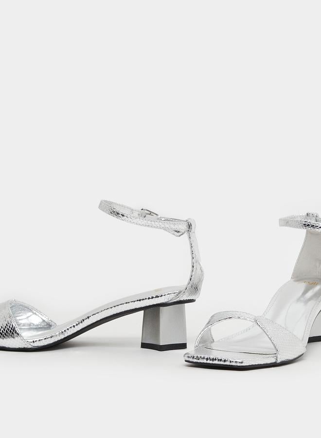 Styli Metallic Block Heel Sandals  - Image 3