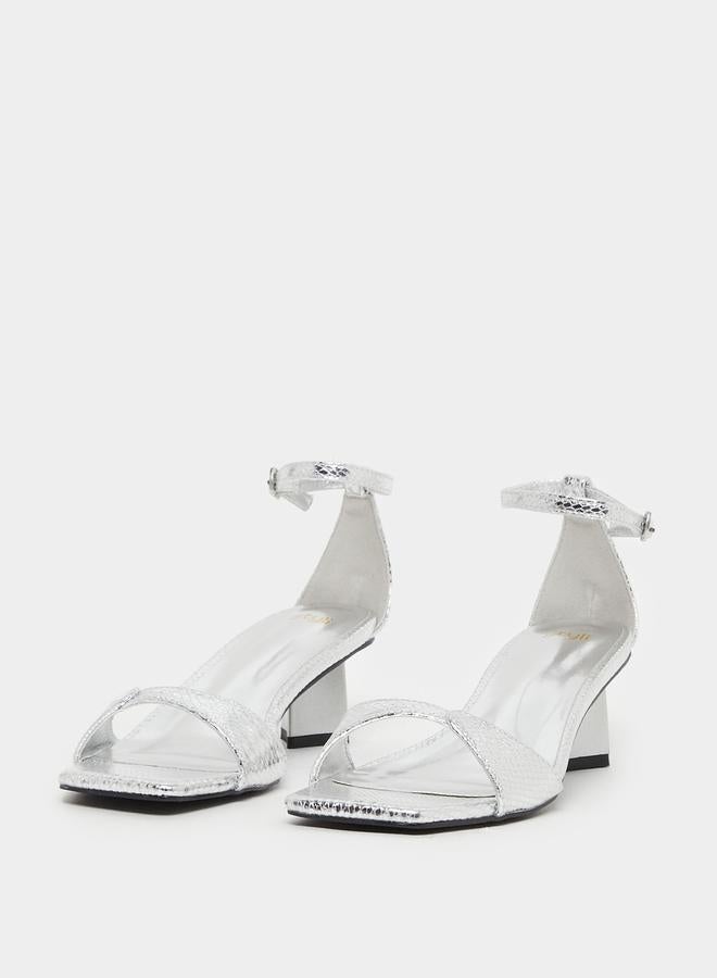 Styli Metallic Block Heel Sandals  - Image 2