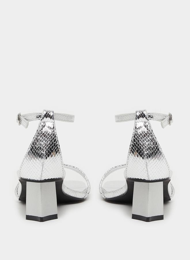 Styli Metallic Block Heel Sandals  - Image 4