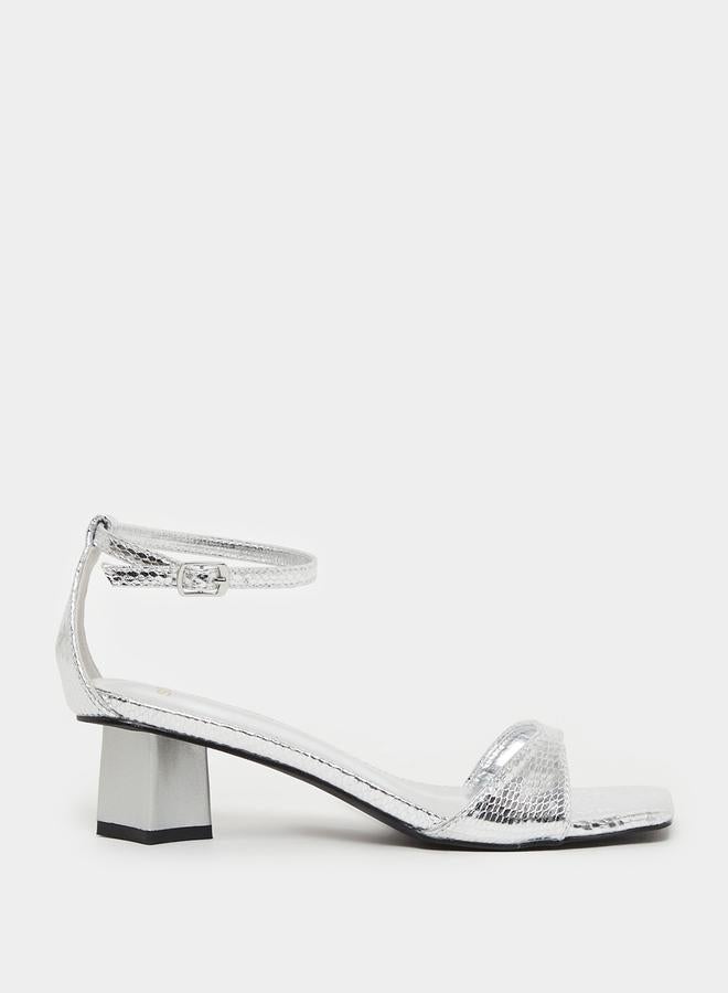 Styli Metallic Block Heel Sandals  - Image 1