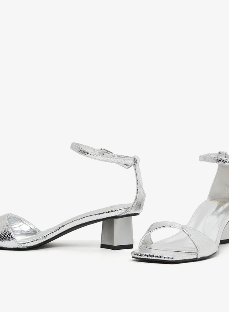 Styli Metallic Block Heel Sandals