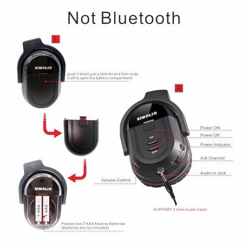 SIMOLIO Infrared Headphones for Car DVD, Not Bluetooth, Universal 2 Channel IR Headphones for Honda Odyssey, uConnect Chrysler Pacifica, Town & Country, GMC Yukon, Wireless Headsets for TV, 3 Pack - Image 3