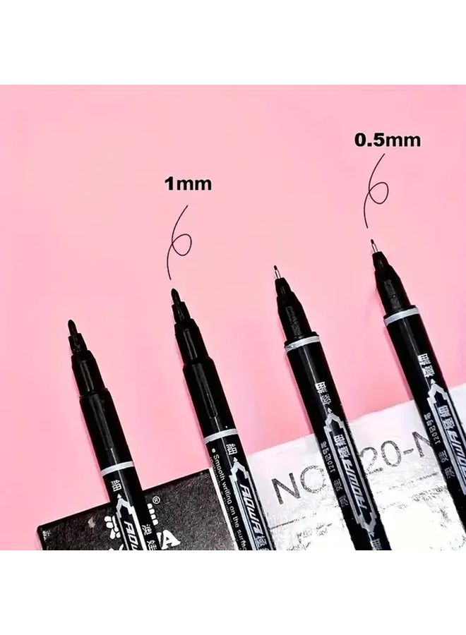 10pcs Black Dual Tip Oil Based Markers Fine Tip Outline Pen For Art Craft Office School - Image 3