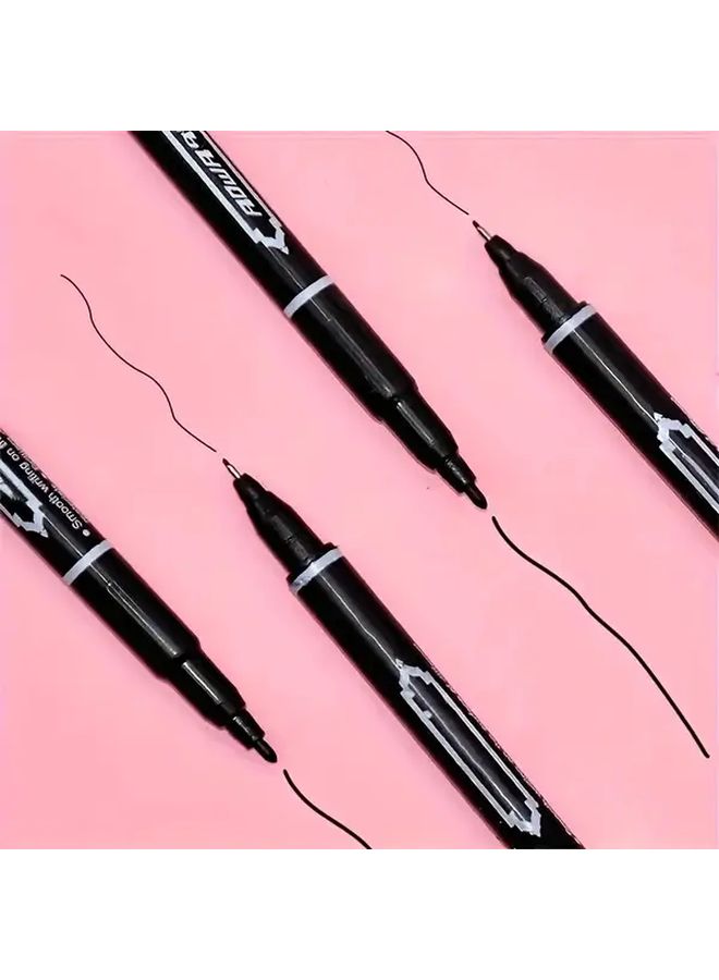 10pcs Black Dual Tip Oil Based Markers Fine Tip Outline Pen For Art Craft Office School - Image 4