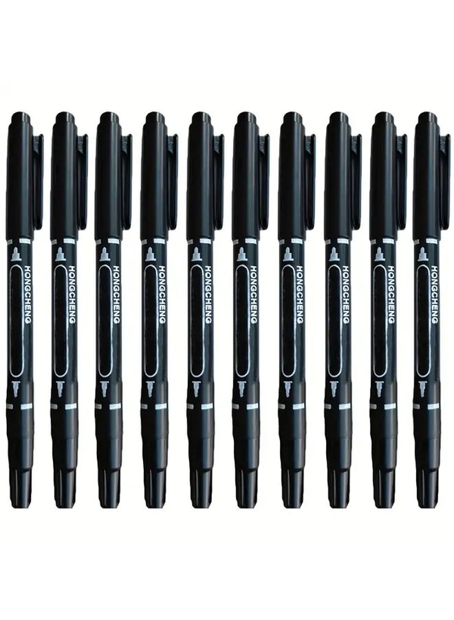 10pcs Black Dual Tip Oil Based Markers Fine Tip Outline Pen For Art Craft Office School - Image 1