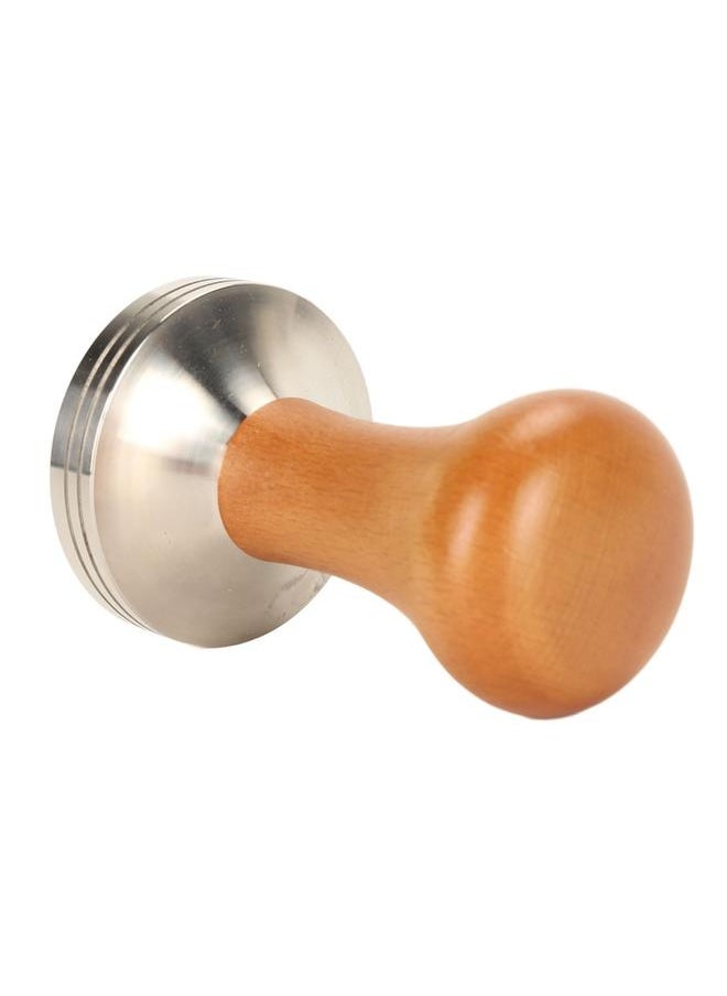 NIBEMINENT - Coffee Tamper Solid Wood Handle Stainless Steel Easy to Use Coffee Press Tamper Coffee Machine Accessories for Home Coffee Shop Brown 53mm/2.1in - Image 1