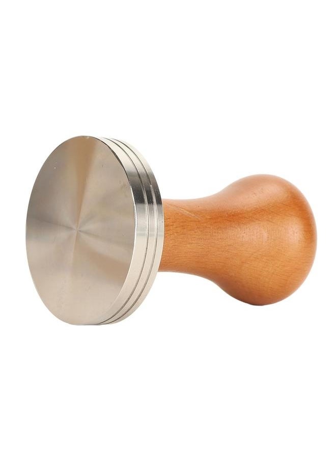 NIBEMINENT - Coffee Tamper Solid Wood Handle Stainless Steel Easy to Use Coffee Press Tamper Coffee Machine Accessories for Home Coffee Shop Brown 53mm/2.1in - Image 1