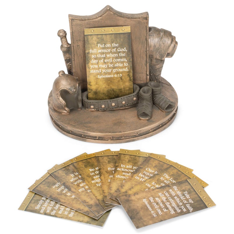 Dicksons Bronzetone Full Armor Scripture 3 x 4 Resin Decorative Tabletop Card Holder - Image 5