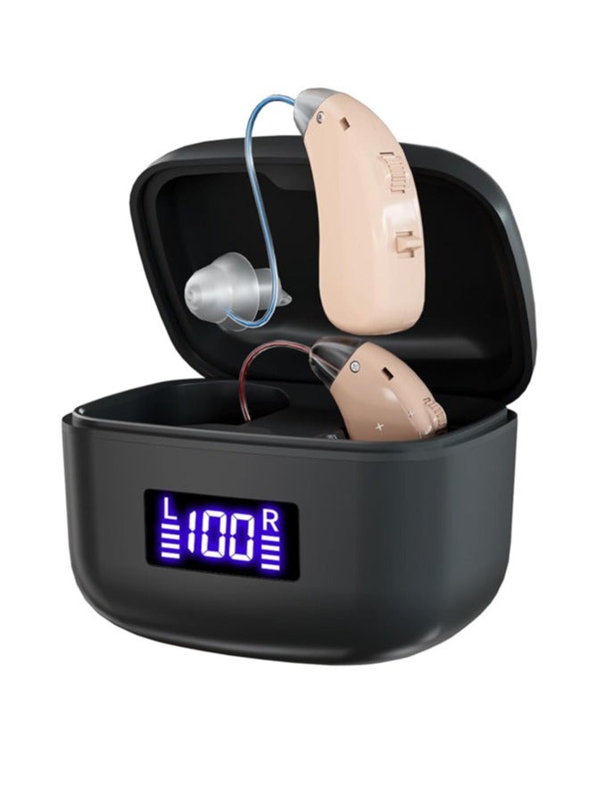 chiteng Hearing Aids for Seniors, Rechargeable Hearing Aid Devices for Adult, Ear Hearing Machine with Hearing Loss, Noise Cancelling, Invisible & Comfortable, Black - Image 1
