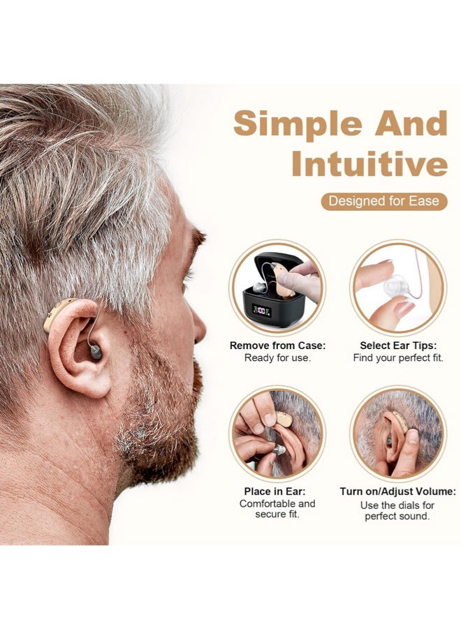 chiteng Hearing Aids for Seniors, Rechargeable Hearing Aid Devices for Adult, Ear Hearing Machine with Hearing Loss, Noise Cancelling, Invisible & Comfortable, Black - Image 4