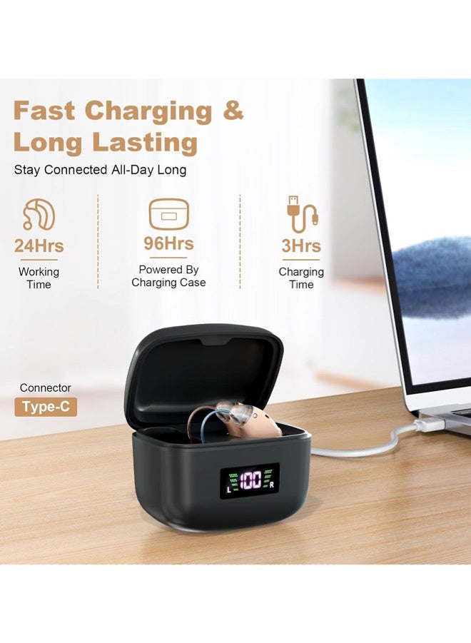 chiteng Hearing Aids for Seniors, Rechargeable Hearing Aid Devices for Adult, Ear Hearing Machine with Hearing Loss, Noise Cancelling, Invisible & Comfortable, Black - Image 2