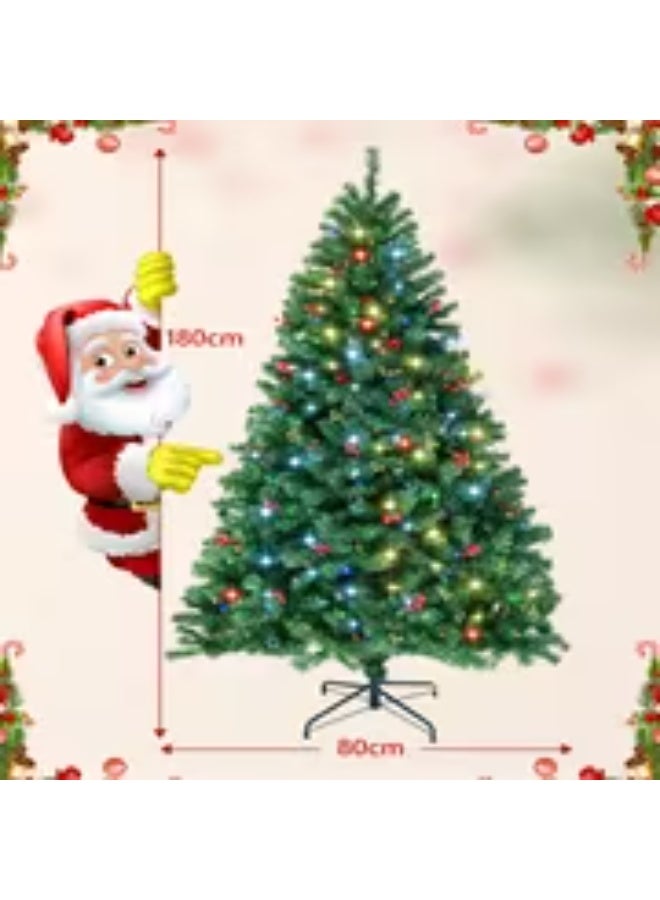 erorex 1.8m Artificial Christmas Tree with 350 Color Changing LED Lights, 1250 Branch Tips Artificial Tree, Easy Assembly, Sturdy Metal Base Easy Assembly, Retardant PVC Material for Home, Office, Party, Christmas Decoration - Image 2