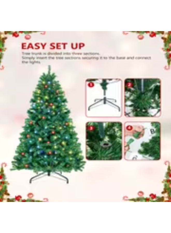 erorex 1.8m Artificial Christmas Tree with 350 Color Changing LED Lights, 1250 Branch Tips Artificial Tree, Easy Assembly, Sturdy Metal Base Easy Assembly, Retardant PVC Material for Home, Office, Party, Christmas Decoration - Image 5