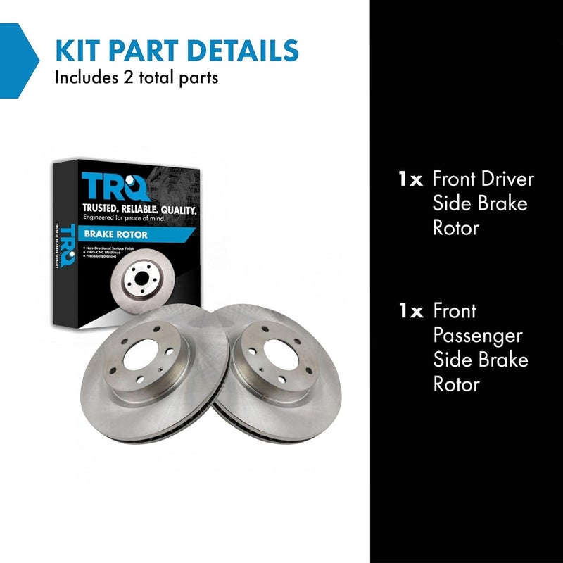 TRQ Front Brake Rotors Set Vented Compatible with 2014-2018 Mazda 3 2016-2020 CX-3 - Image 2