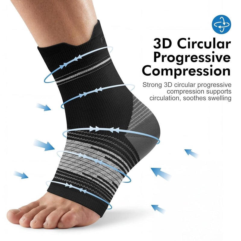 PAPLUS Plantar Fasciitis Sock (6 Pairs) for Men and Women, Compression Foot Sleeves with Arch and Ankle Support (Black, Large) - Image 4