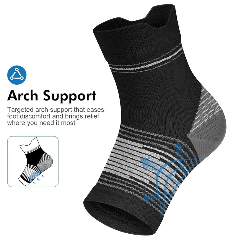 PAPLUS Plantar Fasciitis Sock (6 Pairs) for Men and Women, Compression Foot Sleeves with Arch and Ankle Support (Black, Large) - Image 5