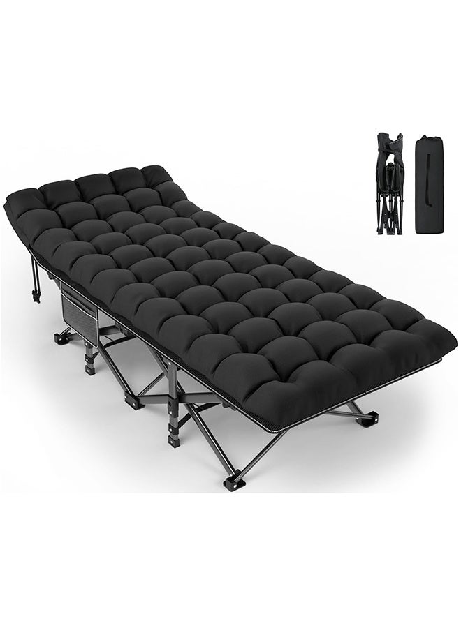 RollsTimi  Folding Camping Cot, Portable Camping Bed with Pearl Cotton Mattress, Oxford Sleeping Cot for Adults, Outdoor Travel Camp Beach,Black - Image 1