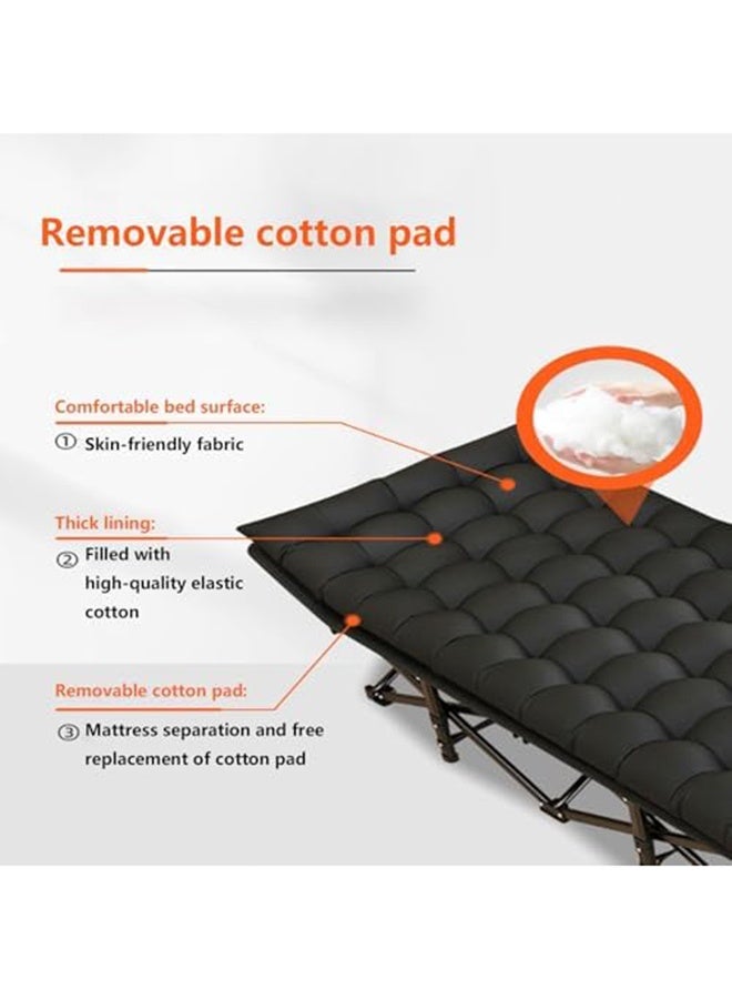 RollsTimi  Folding Camping Cot, Portable Camping Bed with Pearl Cotton Mattress, Oxford Sleeping Cot for Adults, Outdoor Travel Camp Beach,Black - Image 5