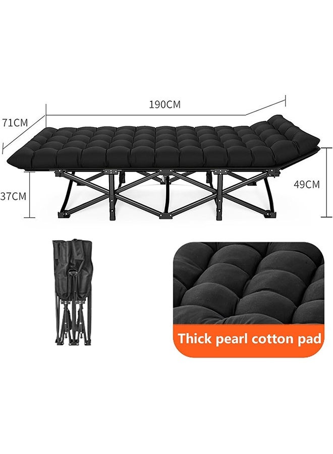 RollsTimi  Folding Camping Cot, Portable Camping Bed with Pearl Cotton Mattress, Oxford Sleeping Cot for Adults, Outdoor Travel Camp Beach,Black - Image 4