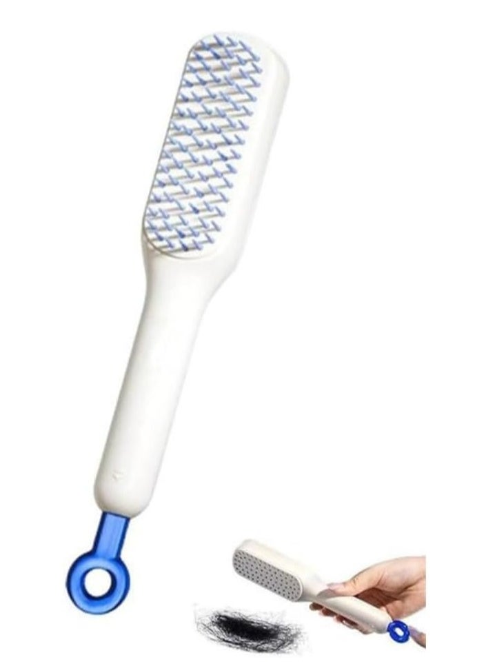 Generic Self Cleaning Hair Brush, Anti-Static Massage Comb, Retractable Hair Comb, Self-Cleaning Lifting Brush, Telescopic Comb -(White)  - Image 1