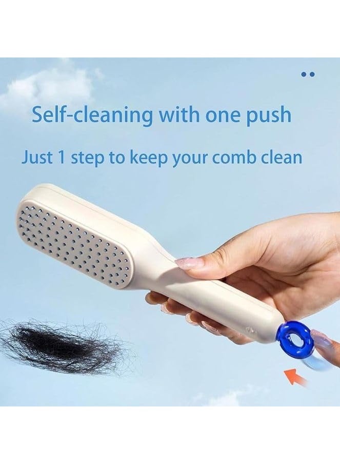 Generic Self Cleaning Hair Brush, Anti-Static Massage Comb, Retractable Hair Comb, Self-Cleaning Lifting Brush, Telescopic Comb -(White)  - Image 3