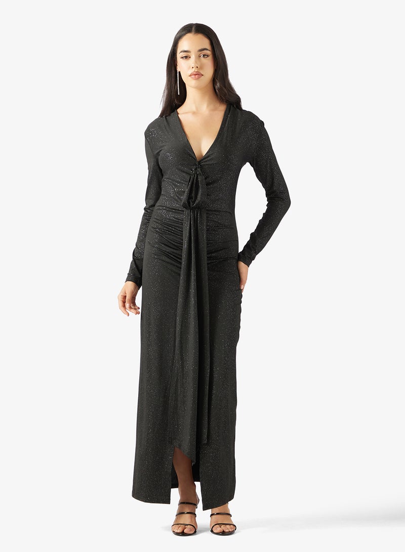 جينجر فستان بياقة واسعة وكسرات - Image 1