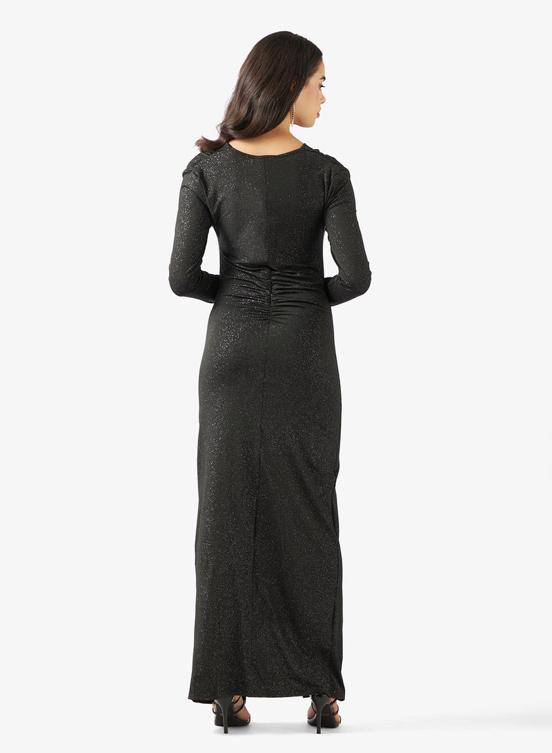 جينجر فستان بياقة واسعة وكسرات - Image 2