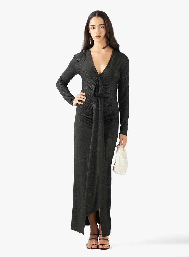 جينجر فستان بياقة واسعة وكسرات - Image 4